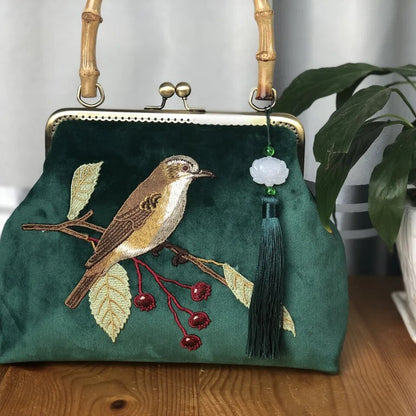 Embroidered Bird Bag - Floral Fawna