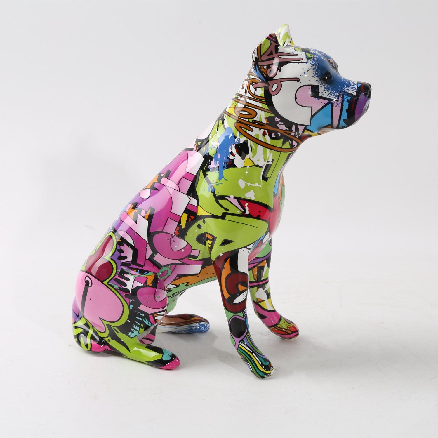 Abstract Staffordshire Bull Terrier Sculpture - Floral Fawna