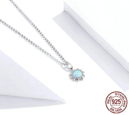 Sterling Silver Opal Sun Necklace