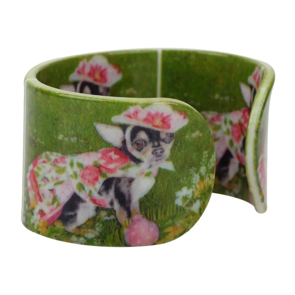 Flower Chihuahua Acrylic Bangle