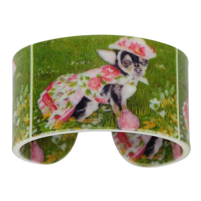 Flower Chihuahua Acrylic Bangle