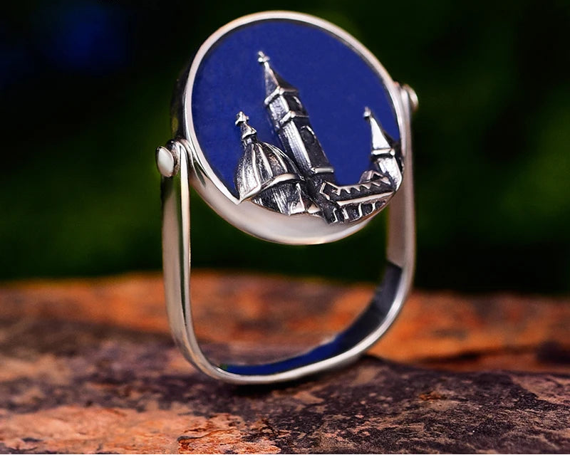 Sterling Silver Aventurine Cathedral Ring