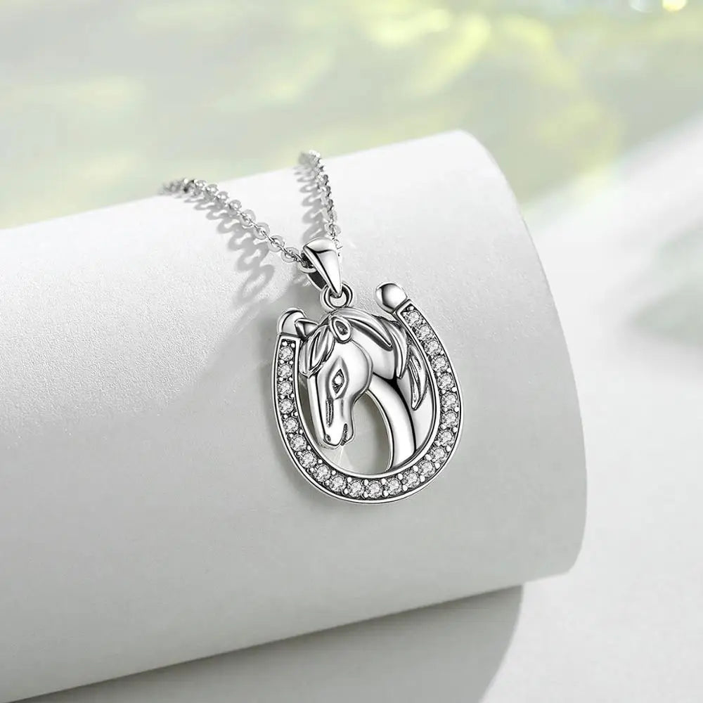 Sterling Silver Horse Necklace - Floral Fawna