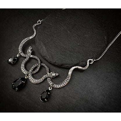 Entwined Snakes Waterdrop Necklace - Floral Fawna