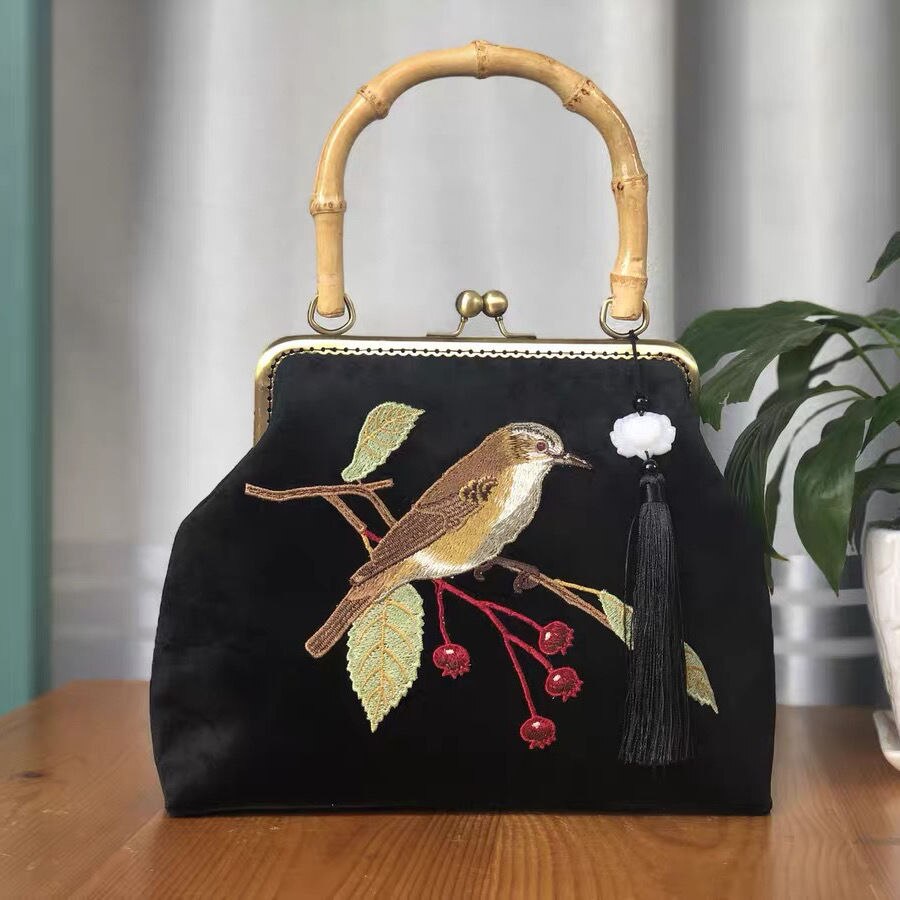 Embroidered Bird Bag - Floral Fawna