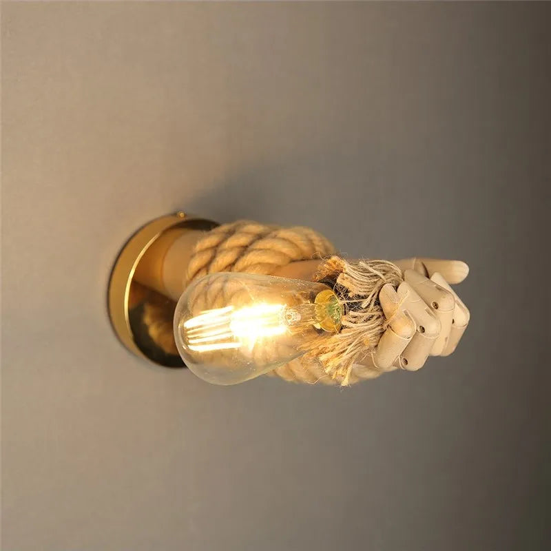 Hand &amp; Rope Wall Lamp - Floral Fawna