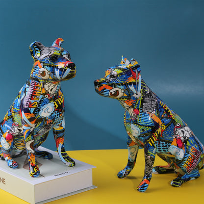 Abstract Staffordshire Bull Terrier Sculpture - Floral Fawna