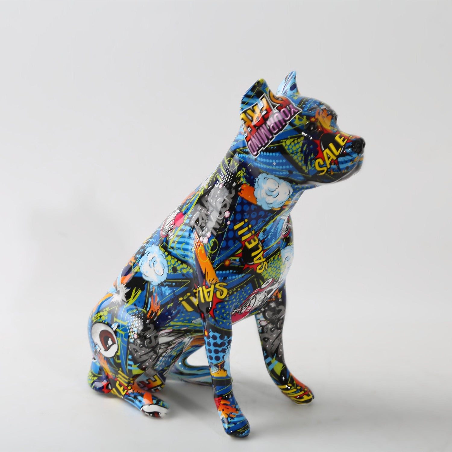 Abstract Staffordshire Bull Terrier Sculpture - Floral Fawna