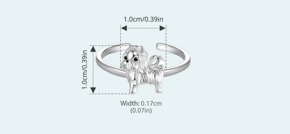 Sterling Silver Shih Tzu Ring