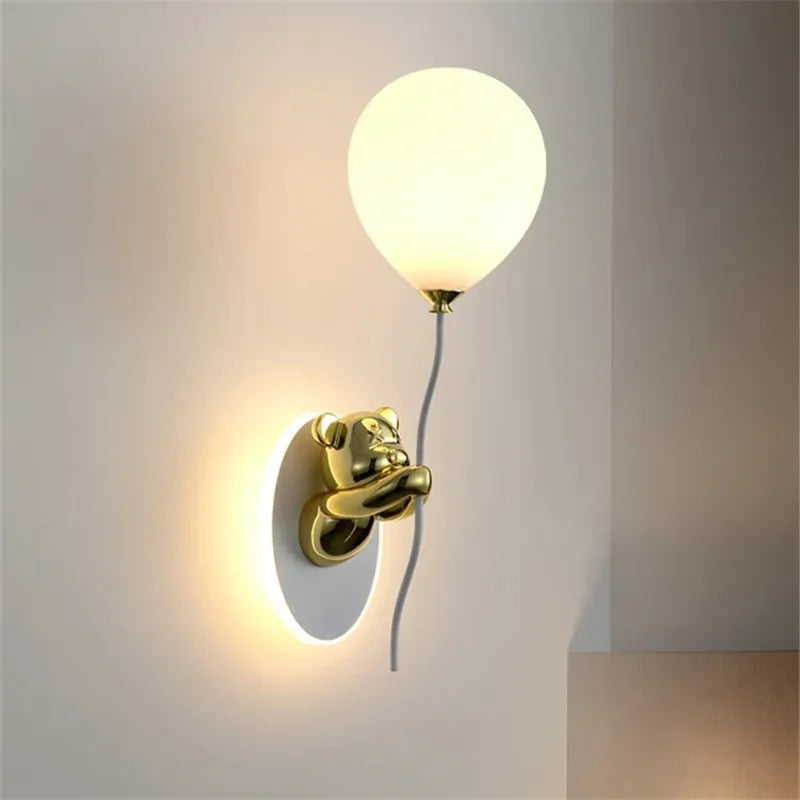 Bear Holding Balloon Wall Light - Floral Fawna