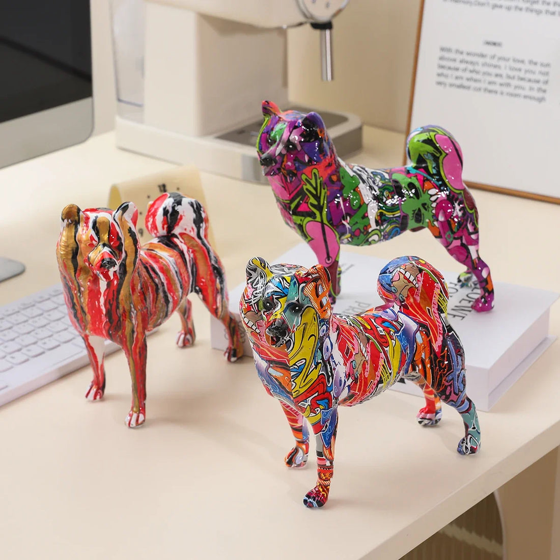 Abstract Akita Sculpture - Floral Fawna