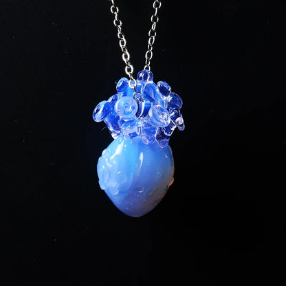 Glass Anatomical Heart Necklace - Floral Fawna