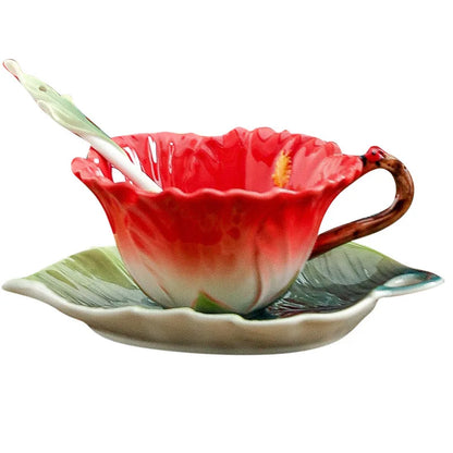 Flower Mug, Leaf Coaster, and Spoon Set - Floral Fawna