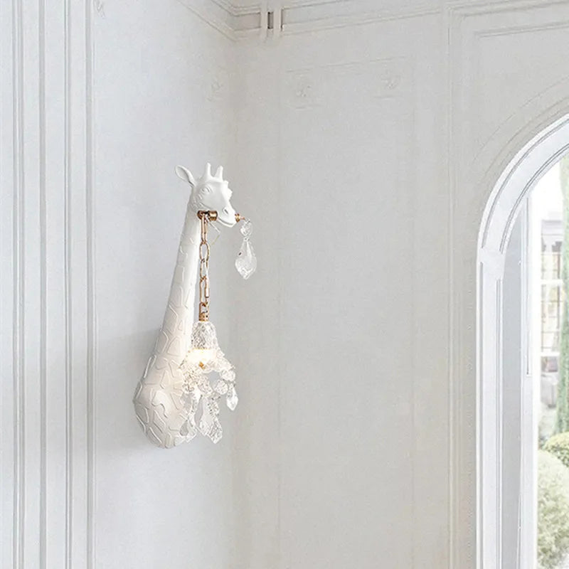 White Giraffe Wall Light - Floral Fawna