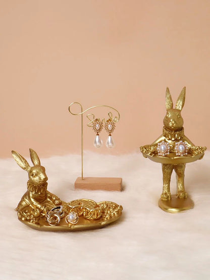 Gold Rabbit Trinket Dish - Floral Fawna