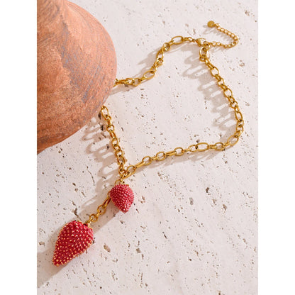Gold Plated Strawberries Necklace