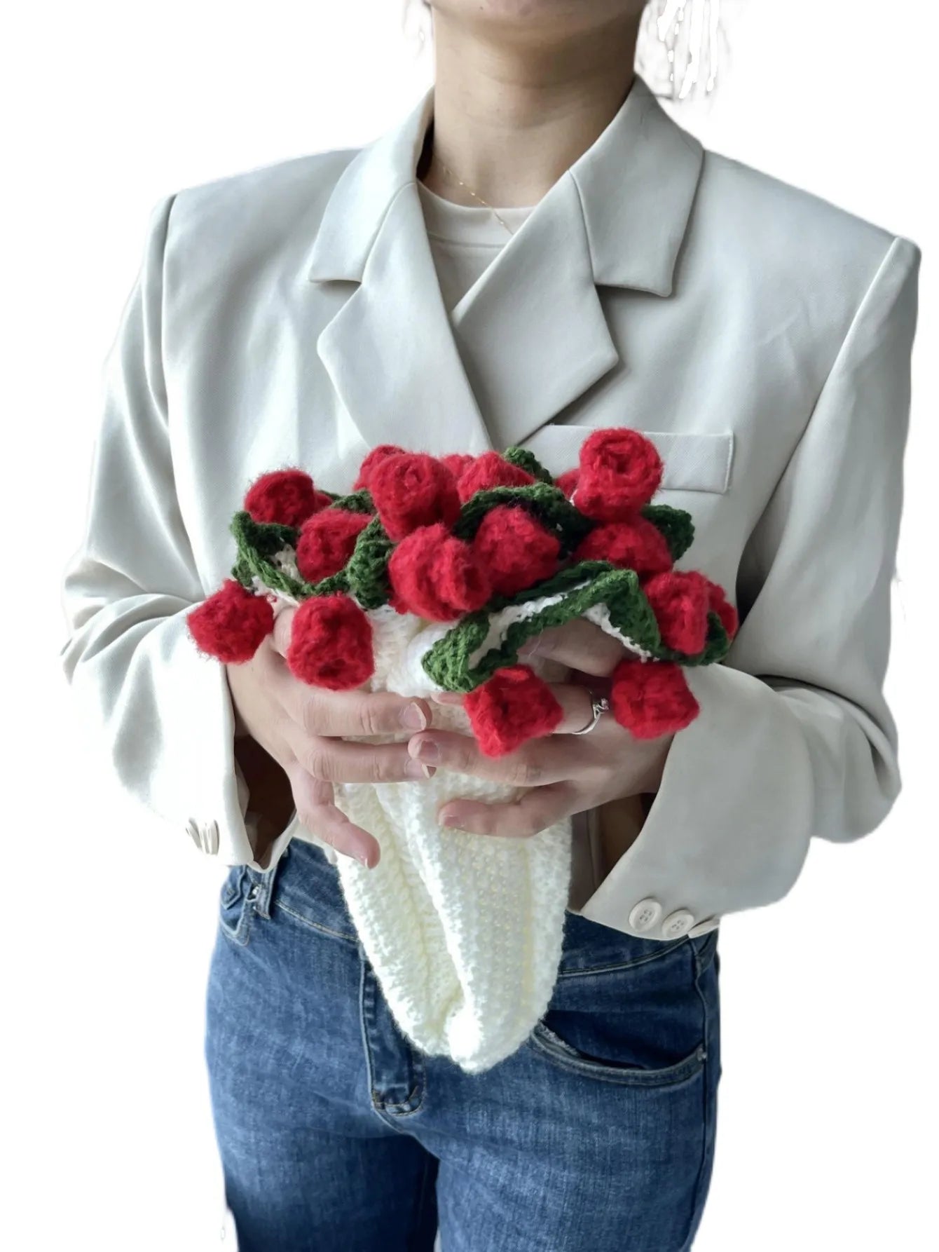 Red Rose Trim Circular Blanket - Floral Fawna