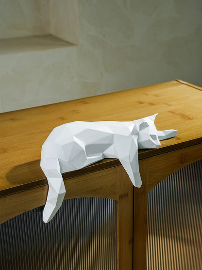 Geometric Cat Sculpture - Floral Fawna