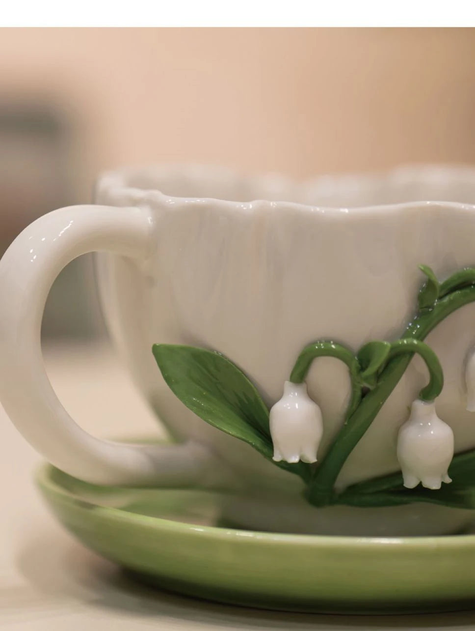 Ceramic Lily of The Valley Mug &amp; Saucer