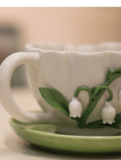 Ceramic Lily of The Valley Mug &amp; Saucer