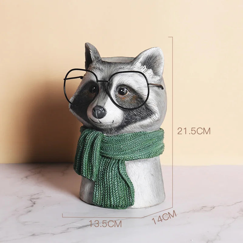 Animal Wearing Glasses Plant Pot - Floral Fawna