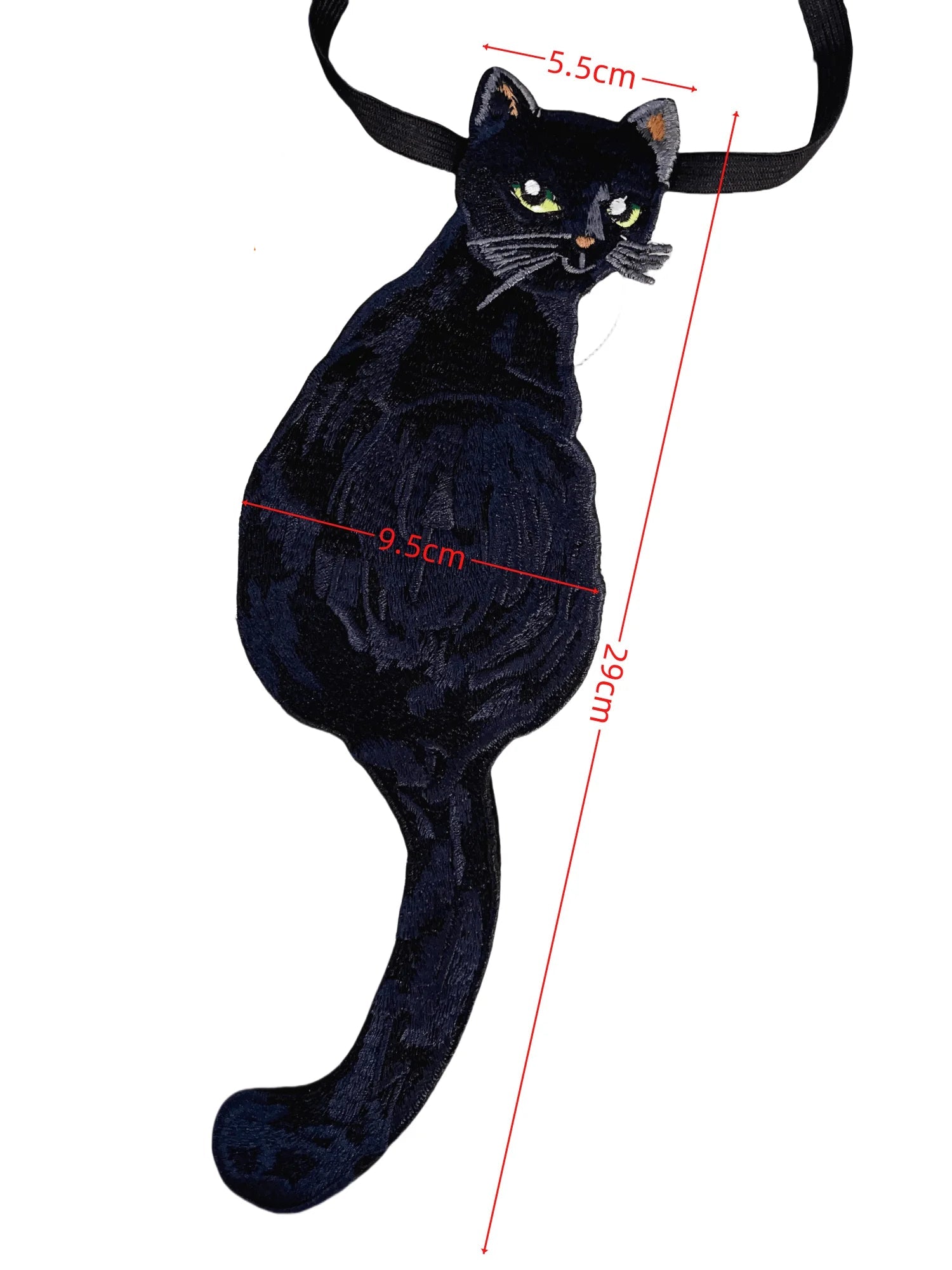 Embroidered Black Cat Tie - Floral Fawna