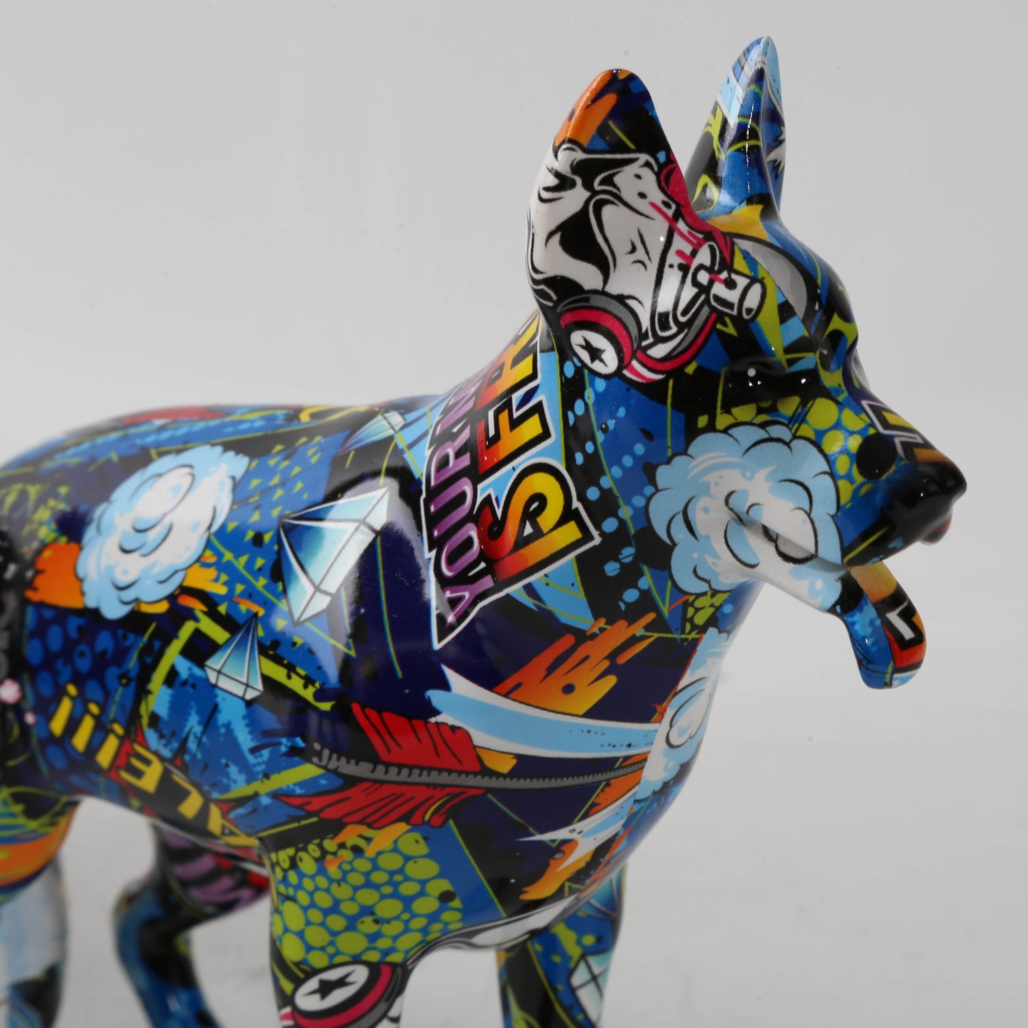 Abstract German Shepherd Statue - Floral Fawna