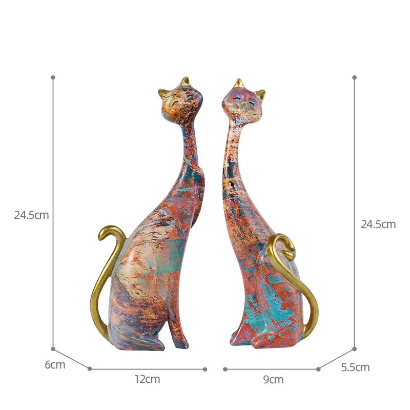 Two Cat Sculptures - Floral Fawna