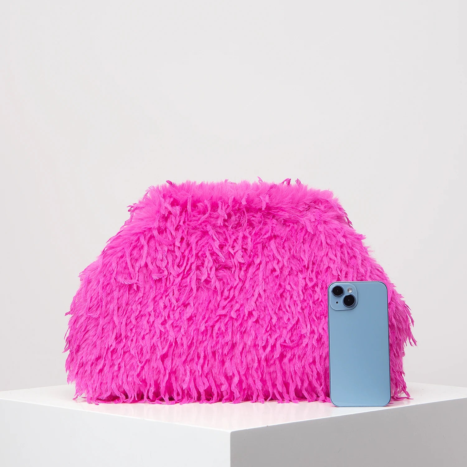 Oversized Faux Feather Clutch Bag - Floral Fawna