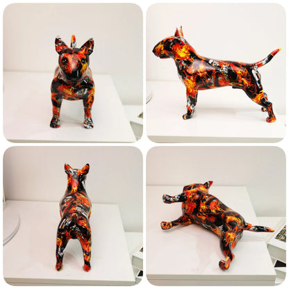 Modern Graffiti Bull Terrier Sculpture - Floral Fawna