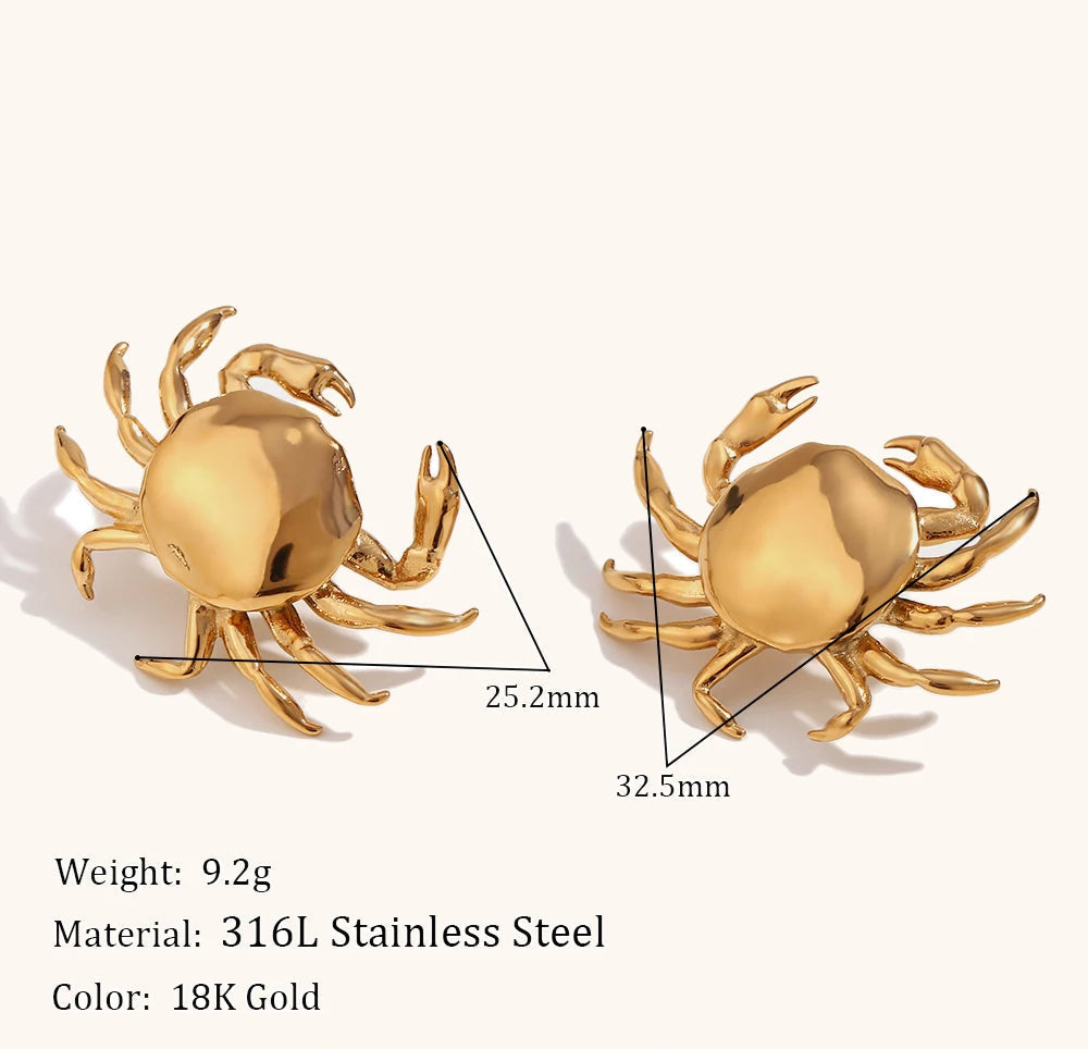 Crab Stud Earrings - Floral Fawna