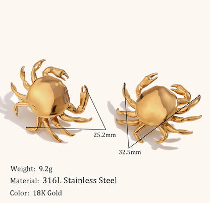 Crab Stud Earrings - Floral Fawna