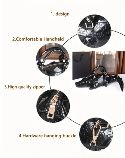 3D Alligator Crossbody Bag - Floral Fawna