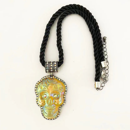 Skull Rope Necklace - Floral Fawna