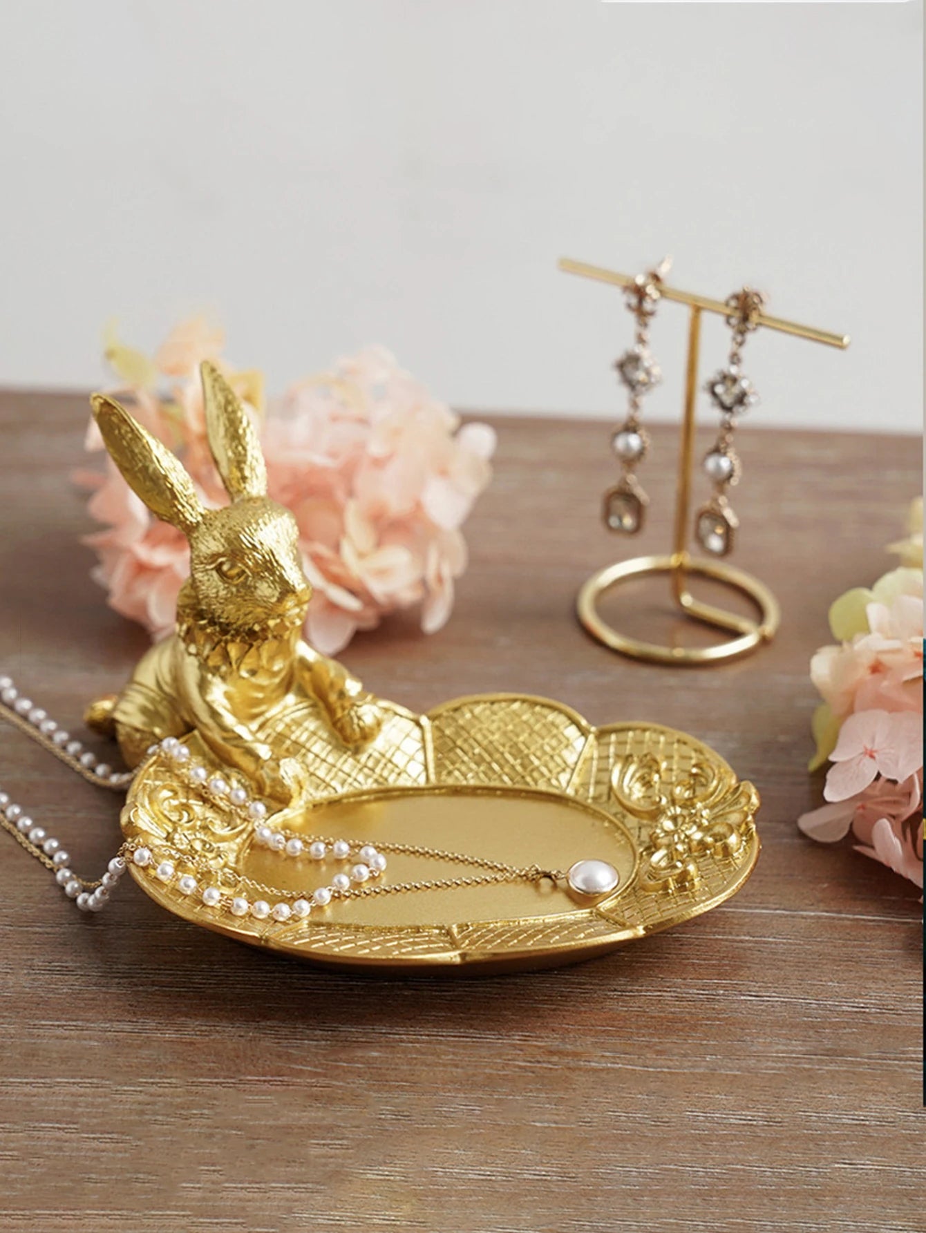 Gold Rabbit Trinket Dish - Floral Fawna