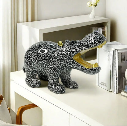 Abstract Hippo Sculpture - Floral Fawna