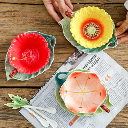 Flower Mug, Leaf Coaster, and Spoon Set - Floral Fawna