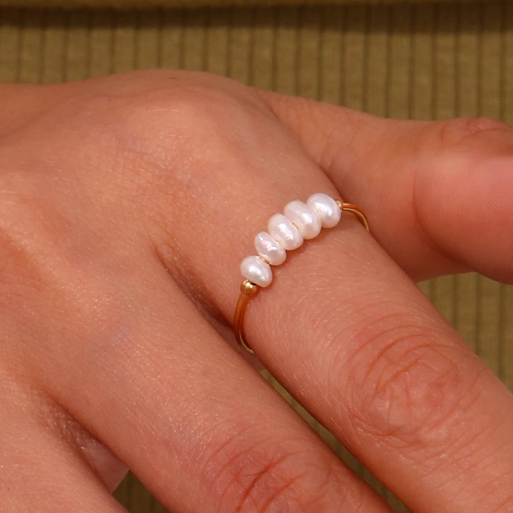 Natural Freshwater Pearl Ring - Floral Fawna