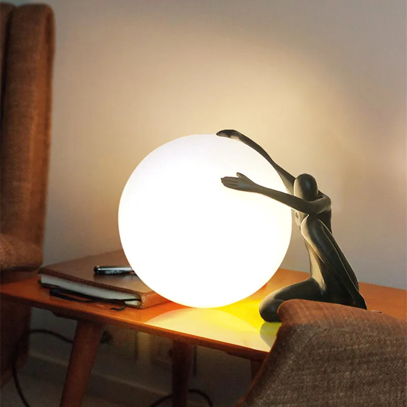 Human and Moon Table Light