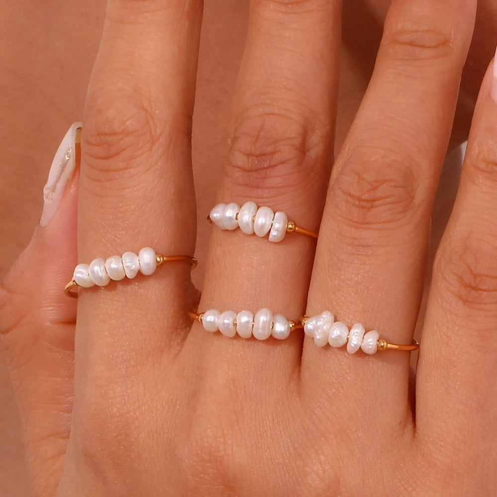 Natural Freshwater Pearl Ring - Floral Fawna