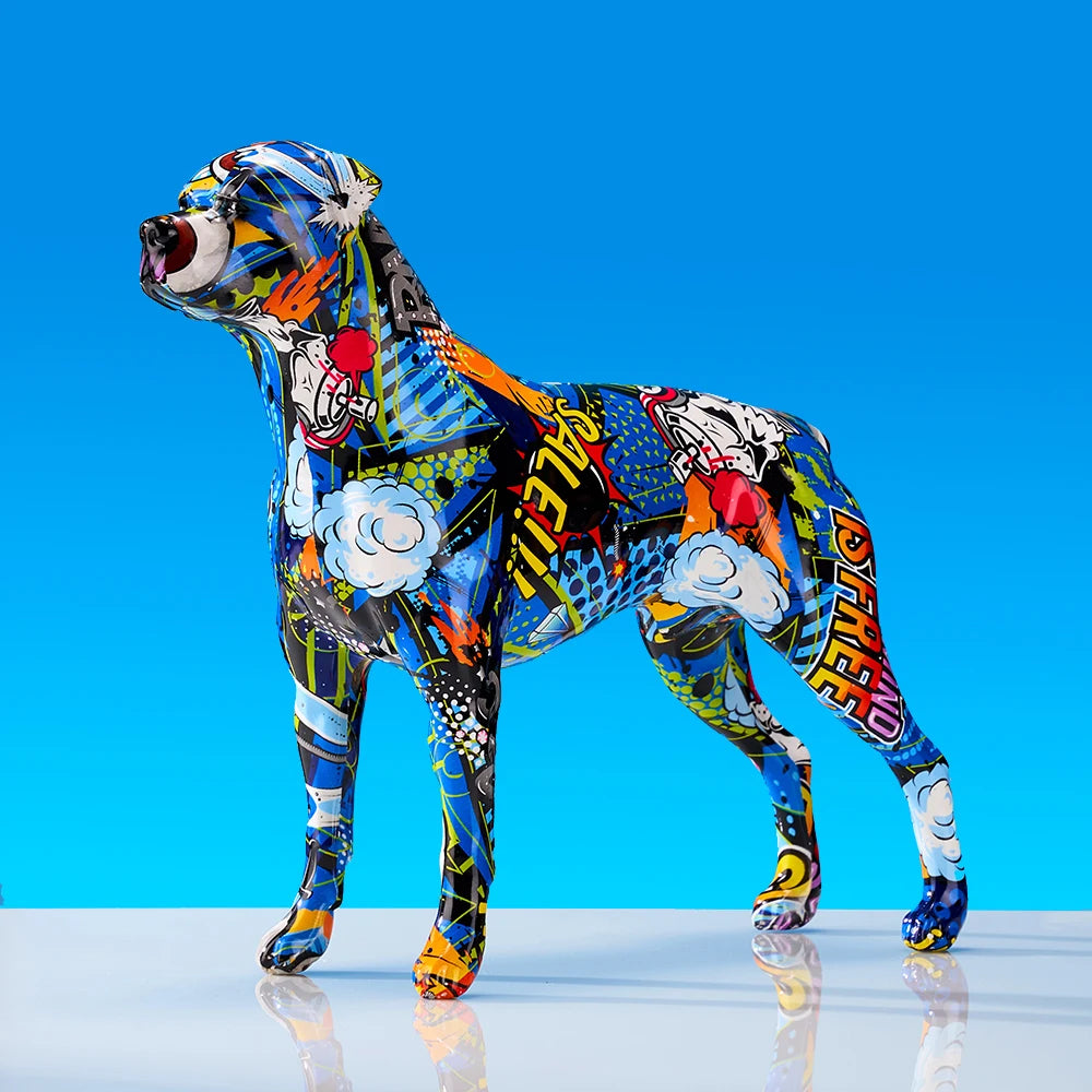 Abstract Rottweiler Sculpture - Floral Fawna