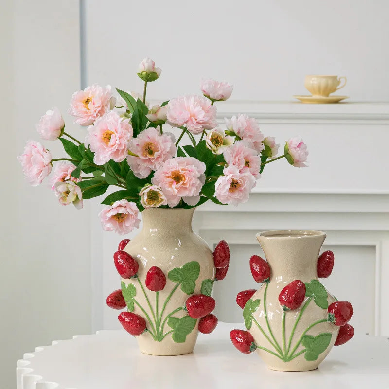 Strawberry Plant Ceramic Vase