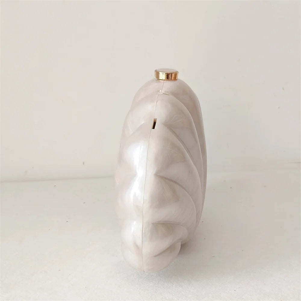 Acrylic Shell Clutch Bag - Floral Fawna