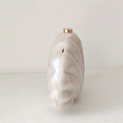 Acrylic Shell Clutch Bag - Floral Fawna