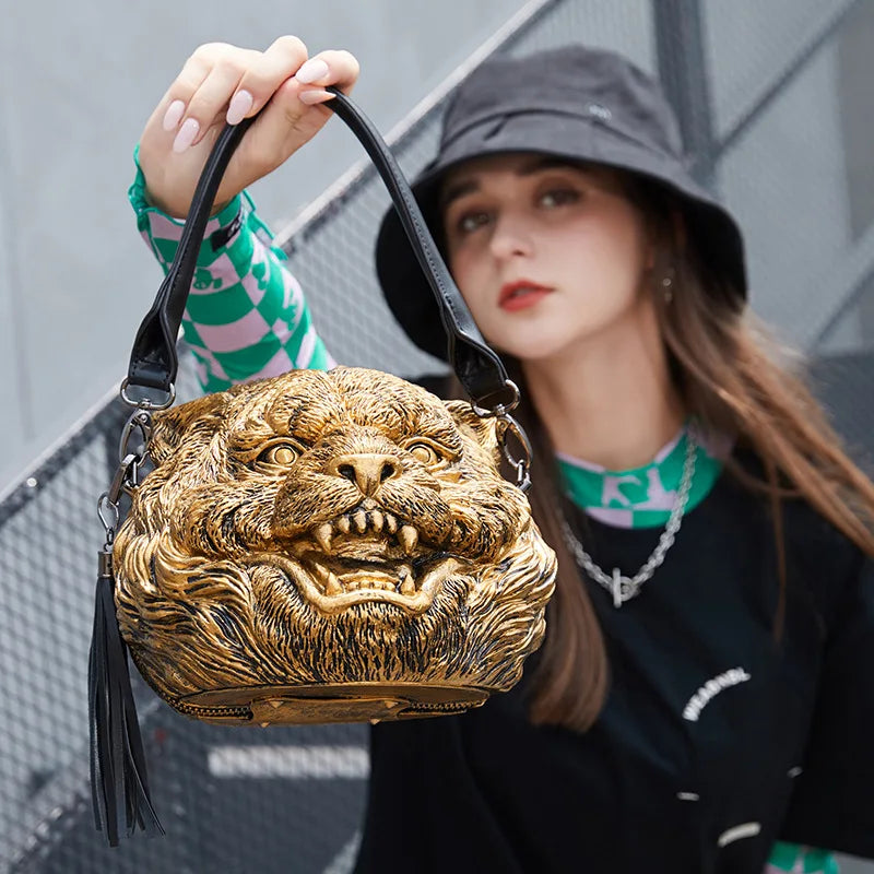 3D Tiger Head Bag - Floral Fawna