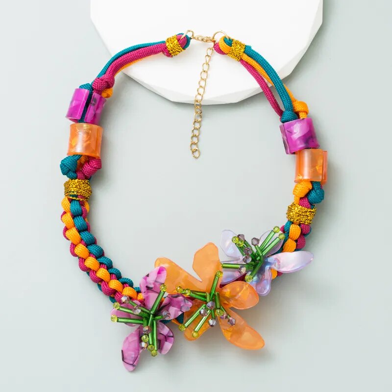 Vibrant Boho Floral Necklace - Floral Fawna