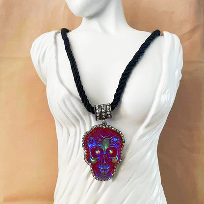 Skull Rope Necklace - Floral Fawna