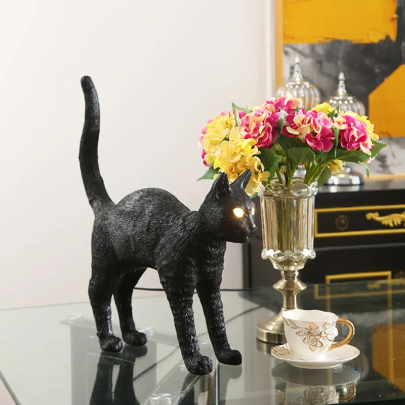 Startled Cat Table Lamp - Floral Fawna