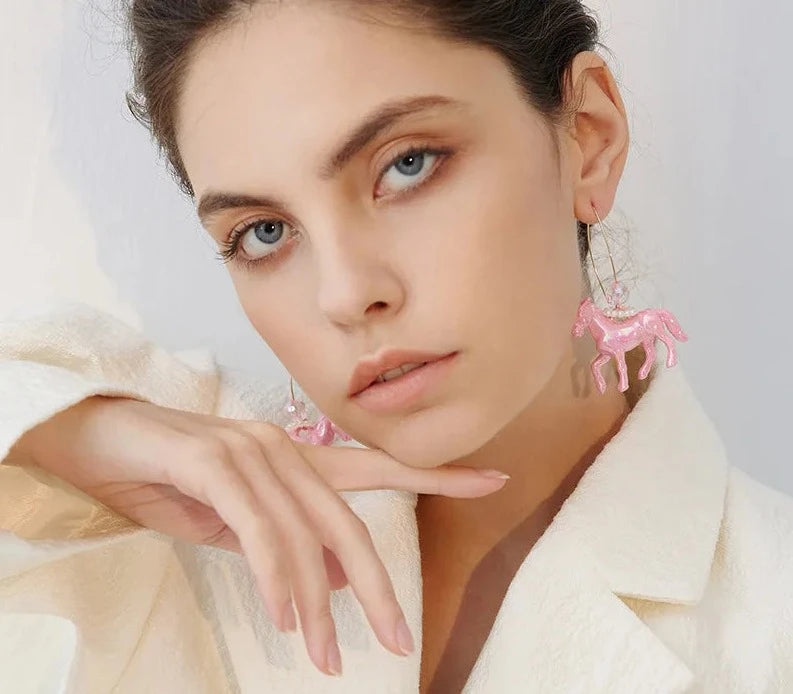 Holographic Horse Earrings - Floral Fawna