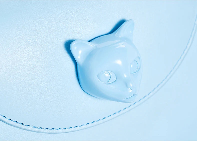 Leather Cat Face Handbag - Floral Fawna